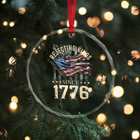 Funny Rejecting Kings Since 1776 Crystal Glass Ornament Vintage American Flag - Wonder Print Shop