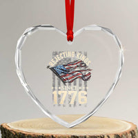 Funny Rejecting Kings Since 1776 Heart Crystal Glass Ornament Vintage American Flag - Wonder Print Shop