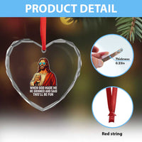 Funny Religious Jesus Heart Crystal Glass Ornament Wait Im Goated