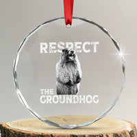 Funny Respect The Groundhog Crystal Glass Ornament Screaming Woodchuck Meme Groundhog Day - Wonder Print Shop