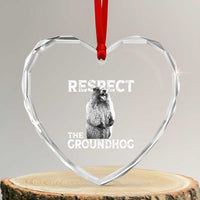 Funny Respect The Groundhog Heart Crystal Glass Ornament Screaming Woodchuck Meme Groundhog Day - Wonder Print Shop