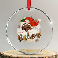 Funny Retro Black Santa Xmas Crystal Glass Ornament Believe African American Xmas TS11