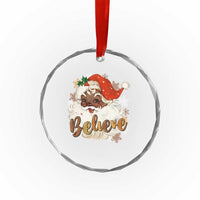 Funny Retro Black Santa Xmas Crystal Glass Ornament Believe African American Xmas TS11