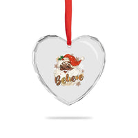Funny Retro Black Santa Xmas Heart Crystal Glass Ornament Believe African American Xmas - Wonder Print Shop