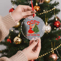 Funny Retro Christmas Pinup Girl Crystal Glass Ornament Oops I Got Another Tree Vintage Pin Up Style Holiday Humor - Wonder Print Shop