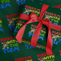 Funny Rizz Em With The Tism Wrapping Paper Roll Autism Awareness Dabbing Puzzle