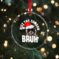 Funny Rizz Xmas Raccoon Crystal Glass Ornament Rizz The Season Bruh Santa Hat TS02