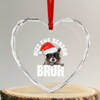 Funny Rizz Xmas Raccoon Heart Crystal Glass Ornament Rizz The Season Bruh Santa Hat - Wonder Print Shop