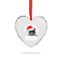 Funny Rizz Xmas Raccoon Heart Crystal Glass Ornament Rizz The Season Bruh Santa Hat - Wonder Print Shop
