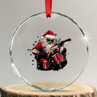Funny Rock'n Roll Santa Claus Crystal Glass Ornament Cool Drummer Festive Christmas TS02