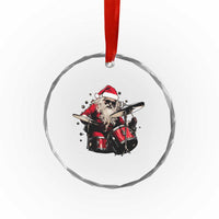 Funny Rock'n Roll Santa Claus Crystal Glass Ornament Cool Drummer Festive Christmas TS02