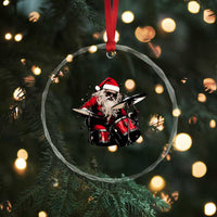 Funny Rock'n Roll Santa Claus Crystal Glass Ornament Cool Drummer Festive Christmas TS02