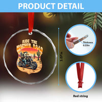 Funny Route Highway 66 Goose Biker Crystal Glass Ornament Ride The Mother Road