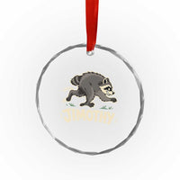 Funny Running Jimothy the Raccoon Crystal Glass Ornament Viral Seattle Trash Panda Meme