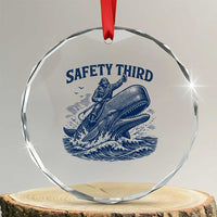 Funny Safety Third Captain Riding Sperm Whale Crystal Glass Ornament Vintage Nautical Ocean Fishing Humor