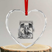 Funny Saint Michael Defeating Satan Heart Crystal Glass Ornament Not Today Satan