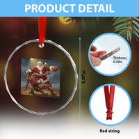 Funny Santa Basketball Crystal Glass Ornament Satan Christmas Meme TS14