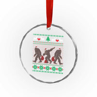 Funny Santa Bigfoot Squad Xmas Crystal Glass Ornament TS11