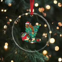 Funny Santa Bigfoot Xmas Tree Crystal Glass Ornament TS11