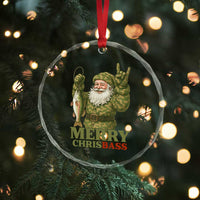 Funny Santa Camo Fishing Crystal Glass Ornament Merry Chrisbass TS14