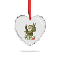 Funny Santa Camo Fishing Heart Crystal Glass Ornament Merry Chrisbass - Wonder Print Shop