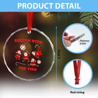 Funny Santa Christmas Crystal Glass Ornament Rizz Em With The Tism TS14