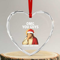 Funny Santa Christmas Heart Crystal Glass Ornament OMG You Guys I Never Said That - Wonder Print Shop