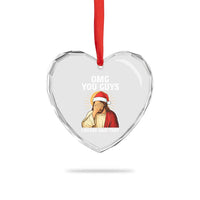 Funny Santa Christmas Heart Crystal Glass Ornament OMG You Guys I Never Said That - Wonder Print Shop
