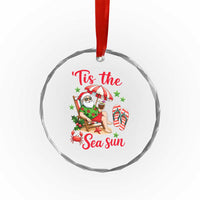 Funny Santa Christmas In July Graphic Crystal Glass Ornament Tis The Sea Sun
