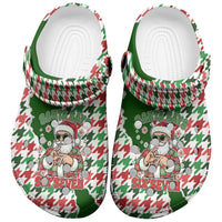 Funny Santa Claus Says Six Seven Clogs Shoes Christmas Houndstooth Pattern - Wonder Print Shop