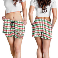 Funny Santa Claus Says Six Seven Shorts for Women Christmas Houndstooth Pattern - Wonder Print Shop