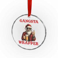 Funny Santa Drinking Beer Chirstmas Crystal Glass Ornament Gangster Rock On Hand Xmas - Wonder Print Shop