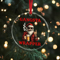 Funny Santa Drinking Beer Chirstmas Crystal Glass Ornament Gangster Rock On Hand Xmas - Wonder Print Shop