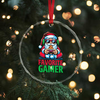Funny Santa Gamer Christmas Crystal Glass Ornament TS14