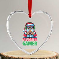 Funny Santa Gamer Christmas Heart Crystal Glass Ornament - Wonder Print Shop