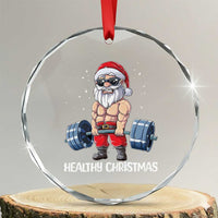 Funny Santa Gym Xmas Crystal Glass Ornament Healthy Christmas TS14