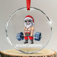 Funny Santa Gym Xmas Crystal Glass Ornament Healthy Christmas - Wonder Print Shop