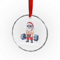 Funny Santa Gym Xmas Crystal Glass Ornament Healthy Christmas TS14
