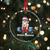 Funny Santa Gym Xmas Crystal Glass Ornament Healthy Christmas TS14