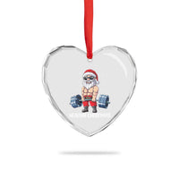 Funny Santa Gym Xmas Heart Crystal Glass Ornament Healthy Christmas - Wonder Print Shop