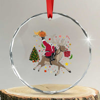 Funny Santa Headless Horseman Crystal Glass Ornament Christmas Halloween Gift TS12