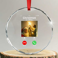 Funny Santa Jesus Video Call Crystal Glass Ornament TS14
