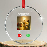 Funny Santa Jesus Video Call Crystal Glass Ornament - Wonder Print Shop