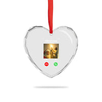 Funny Santa Jesus Video Call Heart Crystal Glass Ornament - Wonder Print Shop