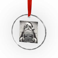 Funny Santa Mugshot Crystal Glass Ornament Naughty Xmas Festive Vibe TS02