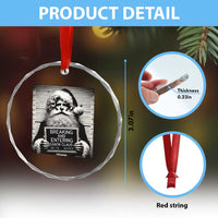 Funny Santa Mugshot Crystal Glass Ornament Naughty Xmas Festive Vibe TS02