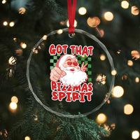 Funny Santa Rizz Xmas Crystal Glass Ornament Got That Rizzmas Spirit Retro Groovy TS02