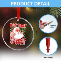 Funny Santa Rizz Xmas Crystal Glass Ornament Got That Rizzmas Spirit Retro Groovy TS02