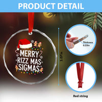 Funny Santa Rizz Xmas Crystal Glass Ornament Merry Rizzmas Sigmas TS02