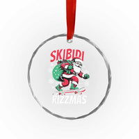 Funny Santa Rizz Xmas Crystal Glass Ornament Retro Skibidi Rizzmas Claus Skating Board Xmas TS02
